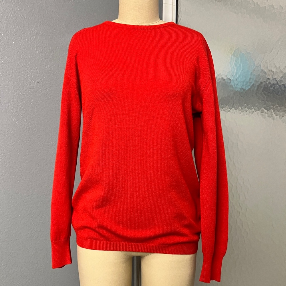 Vintage Brunello Cucinelli Italian Cashmere Wool and Silk Crew Neck Sweater Red